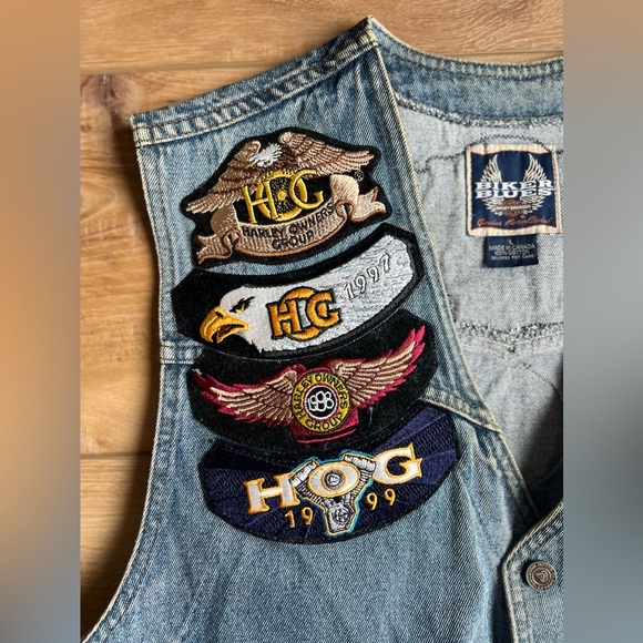 VTG Harley-Davidson Ladies of Harley 1990s Denim Vest Blue Jean Patchwork Large - Picture 4 of 15